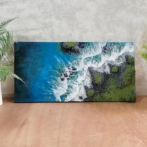Custom Resin Painting, Large ocean wave resin art, Art Resin sea epoxy art, Beach Resin Art, Coastal wall art, Ocean Epoxy Wall Art
