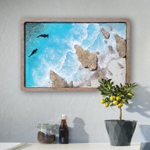 Custom Resin Painting, Large ocean wave resin art, Art Resin sea epoxy art, Beach Resin Art, Coastal wall art, Ocean Epoxy Wall Art