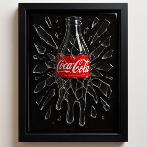Smashed Coke Bottle Wall Art – Resin Poured in Black Frame | Edgy Recycled Décor
